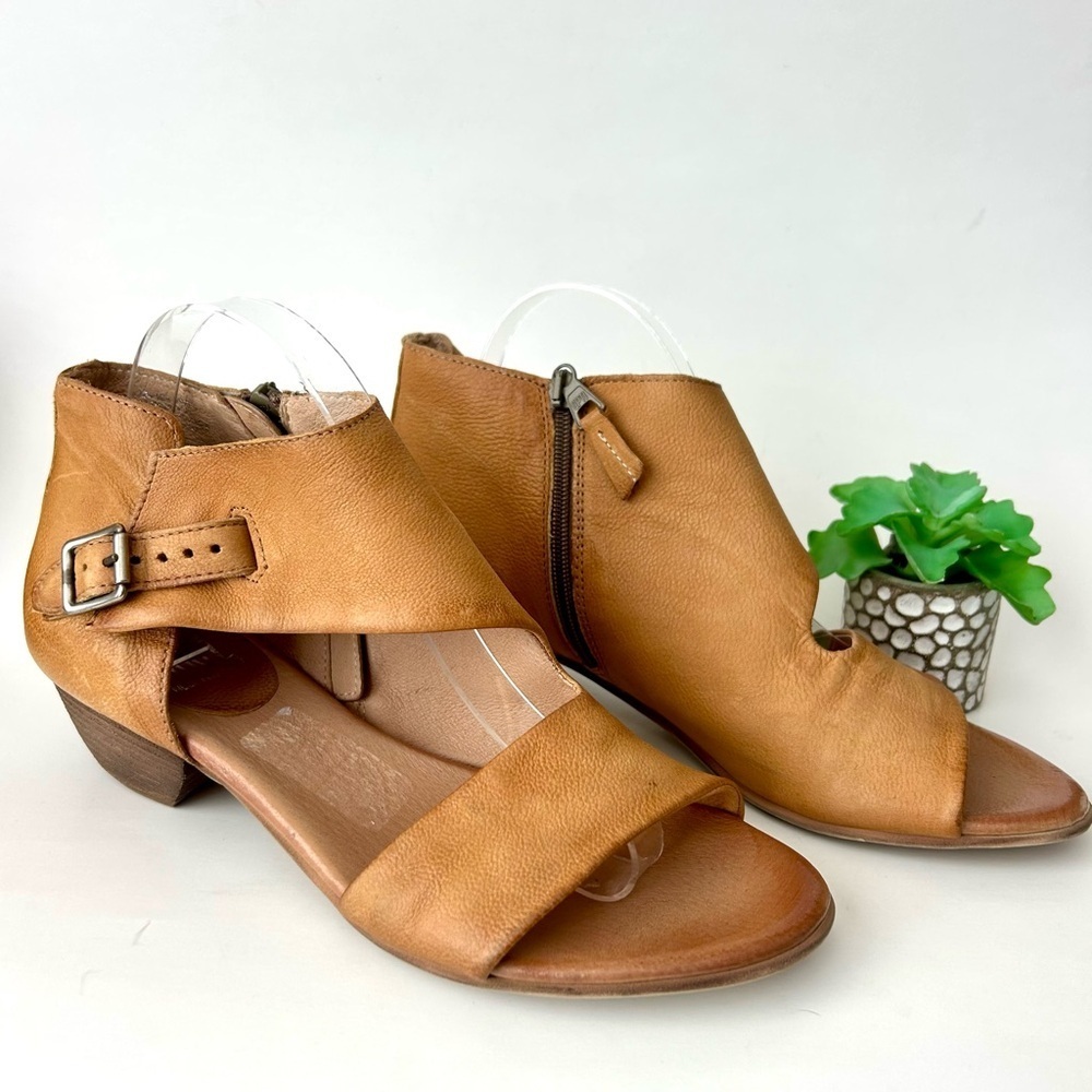 Miz Mooz Colbie Sandal Open Toe Ankle Boots Wheat Tan Leather Size 41 - Picture 3 of 13